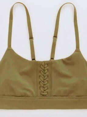 Offline by Aerie Real Me Lace-up Sports Bra Olive M